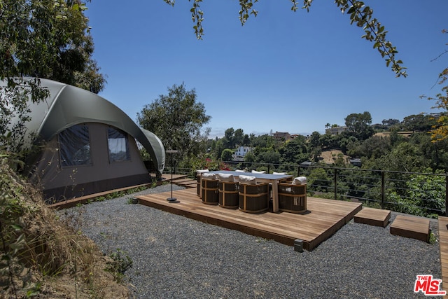 view of yard with a deck