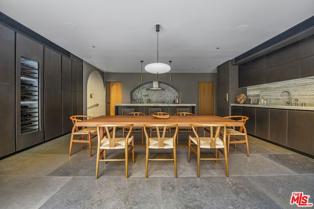 dining space with sink