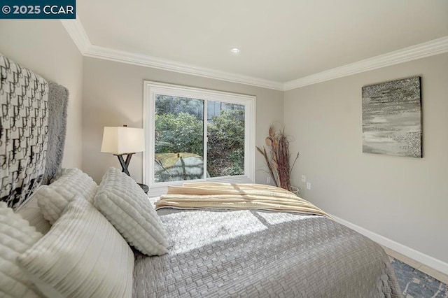 bedroom featuring ornamental molding