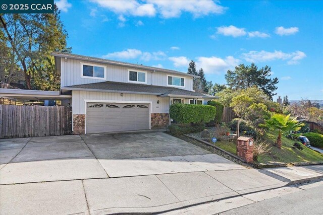 view of property with a garage