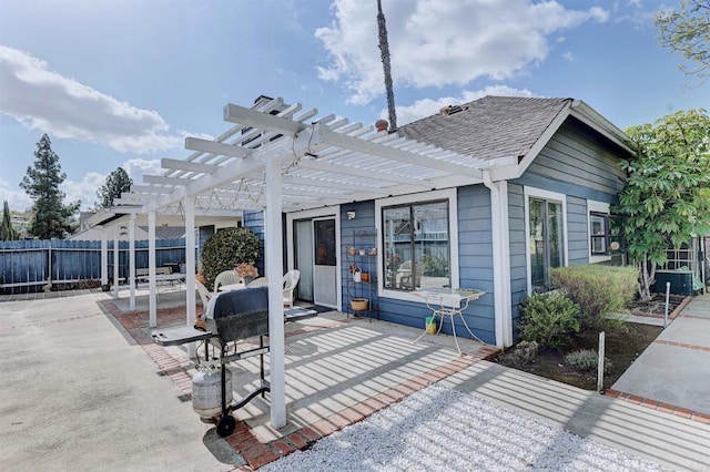 exterior space with a pergola