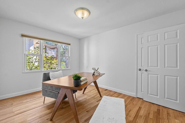 office with light hardwood / wood-style flooring