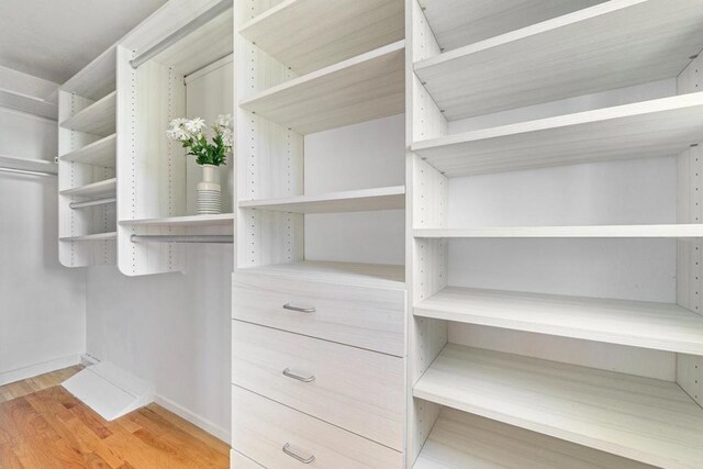 walk in closet featuring hardwood / wood-style floors