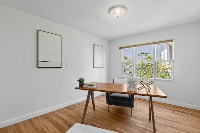 office space featuring light hardwood / wood-style floors