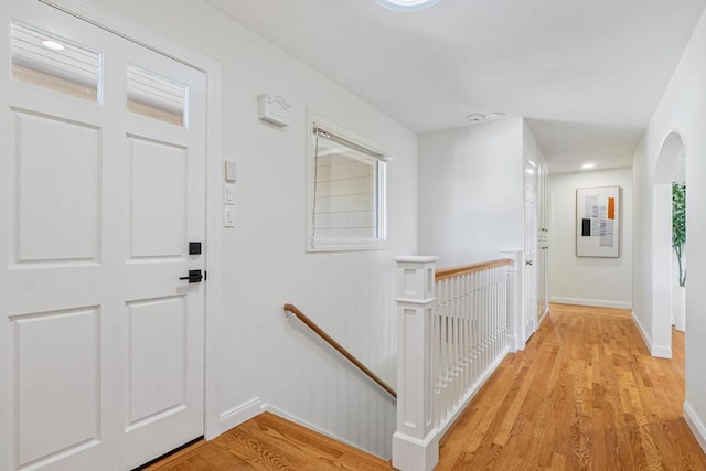 hall featuring light wood-type flooring