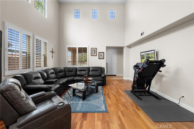 living room featuring hardwood / wood-style flooring and a wealth of natural light