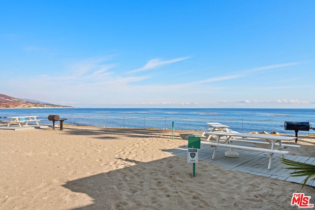 view of water feature featuring a view of the beach