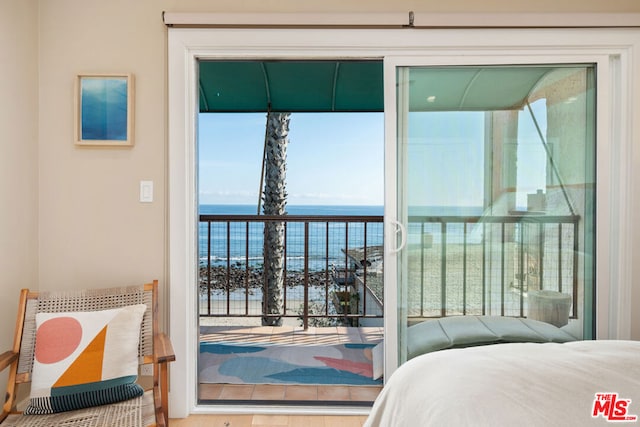 bedroom with a water view