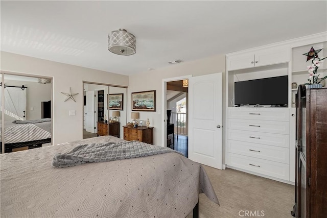 carpeted bedroom with a closet