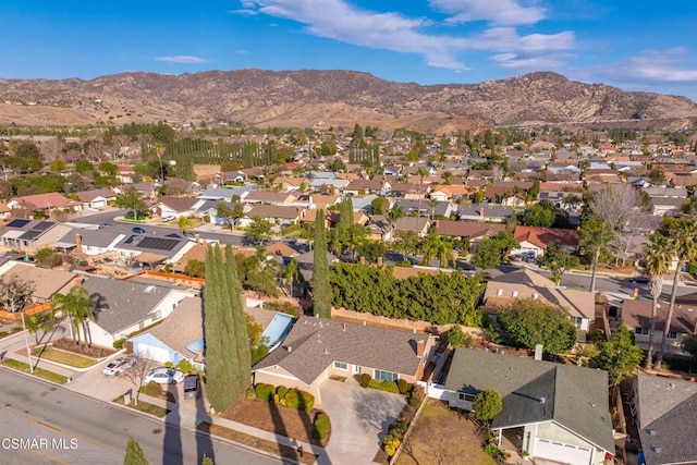 aerial view with a mountain view