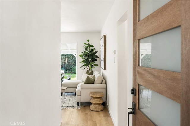 interior space with light hardwood / wood-style floors