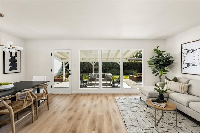 living room featuring light hardwood / wood-style flooring