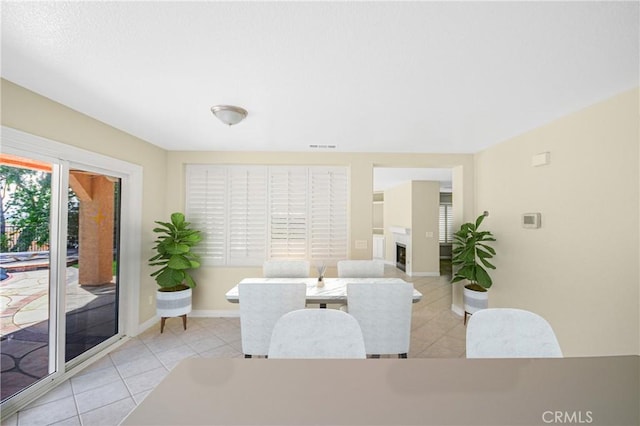 living room with light tile patterned floors