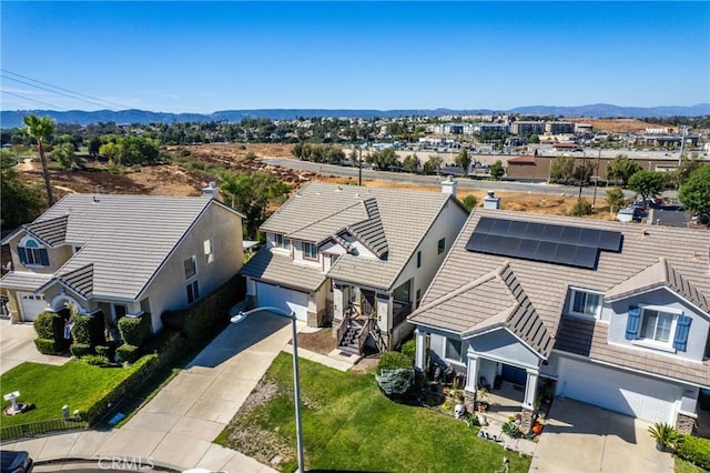 bird's eye view with a mountain view