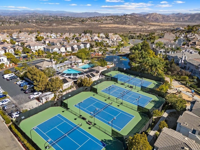 bird's eye view with a residential view and a mountain view