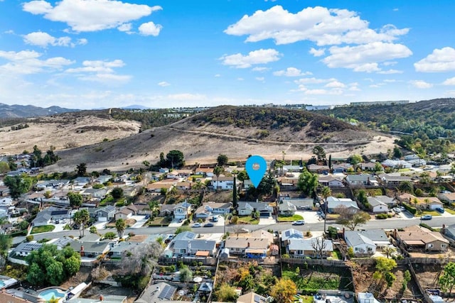 bird's eye view with a mountain view