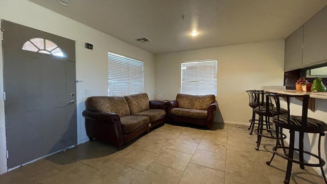 view of tiled living room