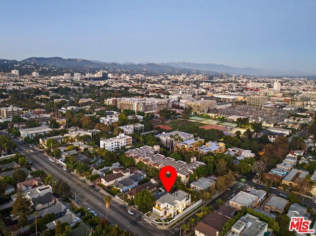 bird's eye view with a mountain view