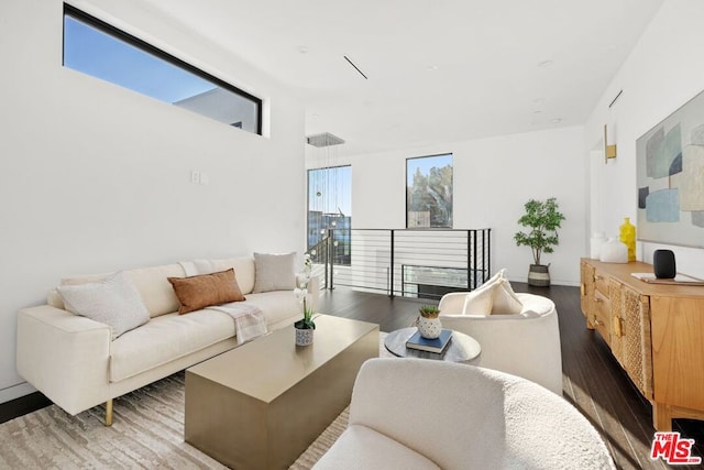 living room with wood-type flooring