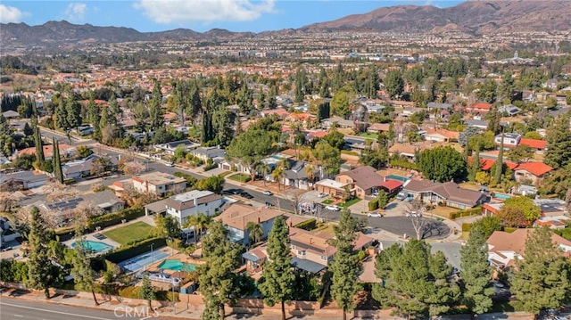 drone / aerial view with a mountain view