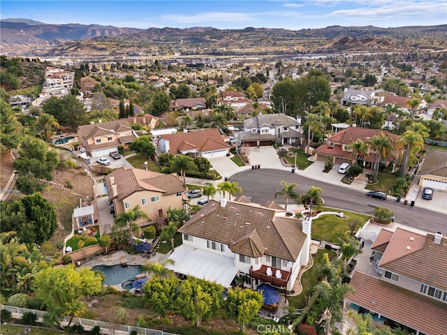 aerial view with a mountain view