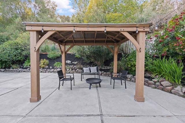 view of patio featuring a gazebo