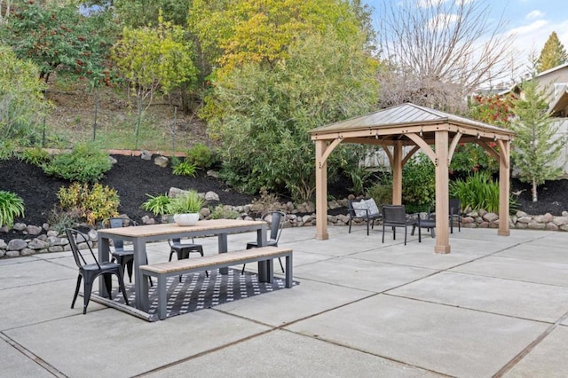 view of patio featuring a gazebo