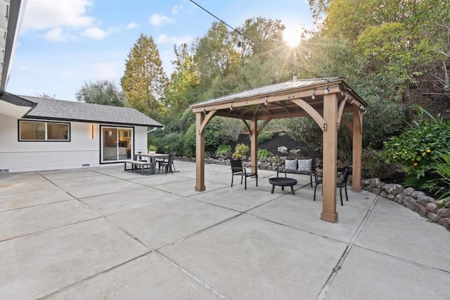 view of patio featuring a gazebo