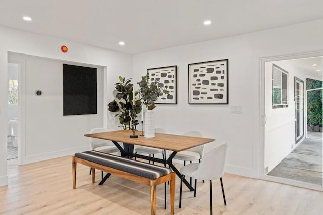 dining room with light hardwood / wood-style flooring