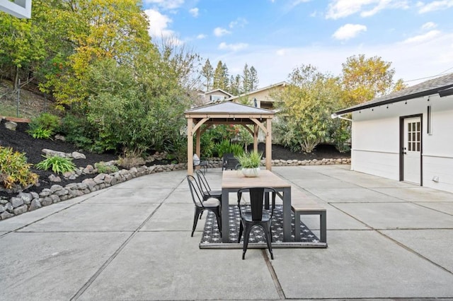 view of patio / terrace featuring a gazebo