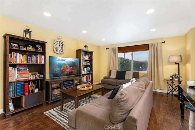 living room featuring dark hardwood / wood-style flooring