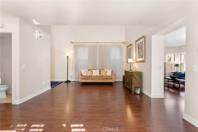 interior space with dark hardwood / wood-style floors