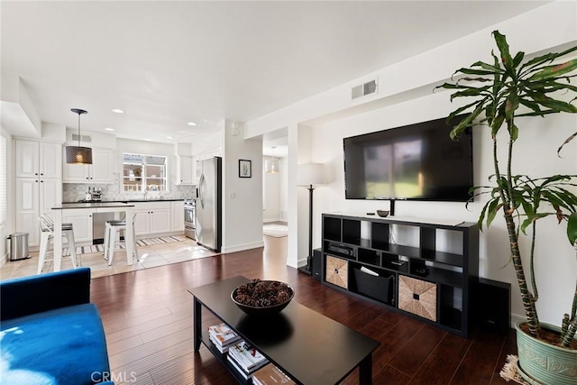 living room featuring light hardwood / wood-style flooring