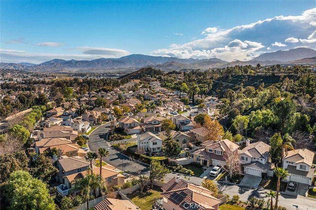 bird's eye view with a mountain view