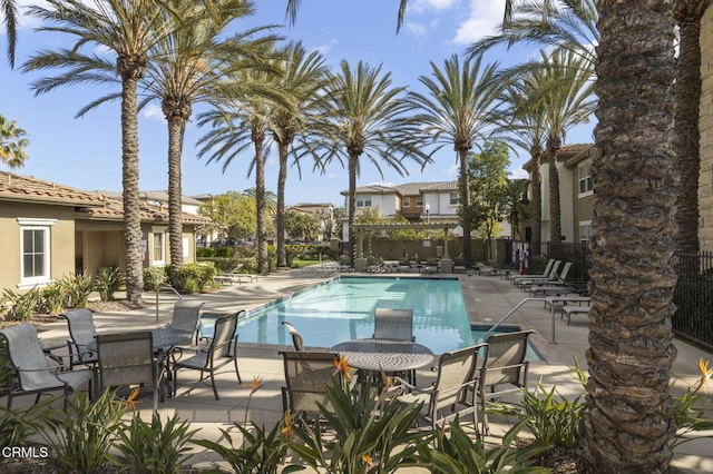 view of pool featuring a patio