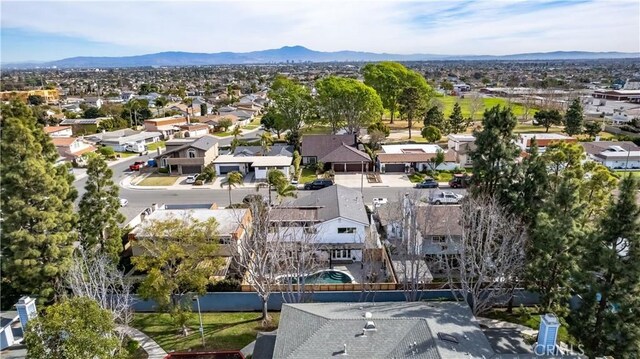 aerial view with a mountain view