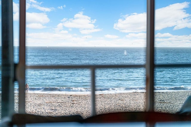 view of water feature featuring a beach view