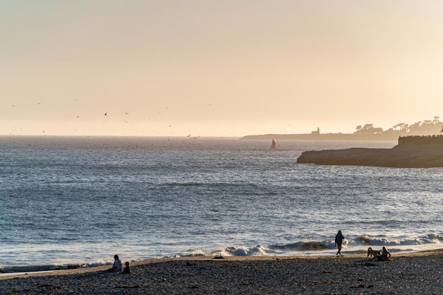 view of water feature featuring a view of the beach