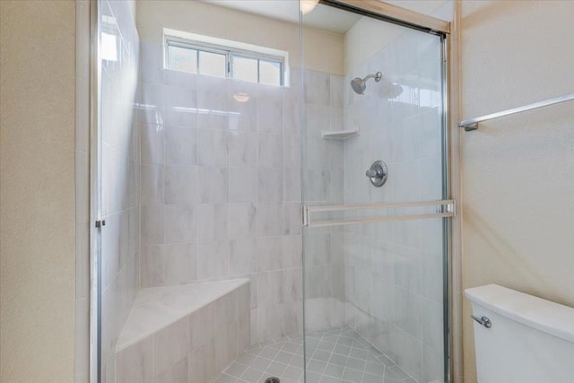 bathroom featuring toilet and walk in shower