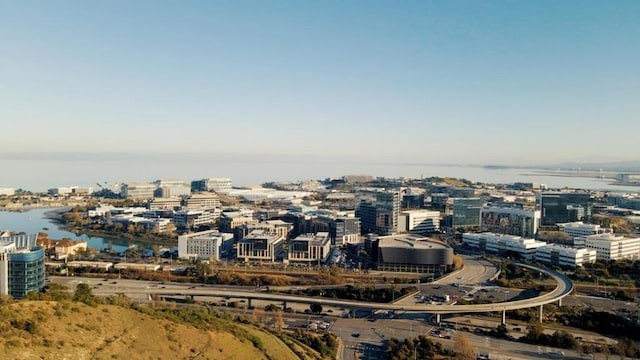 property's view of city featuring a water view