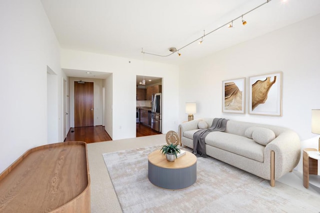 living room with rail lighting