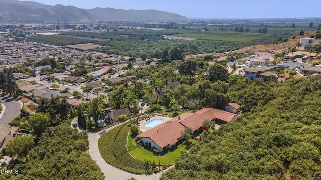 drone / aerial view with a mountain view