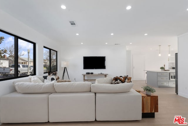 living room featuring light hardwood / wood-style flooring