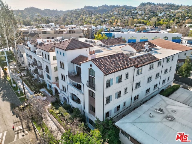 aerial view with a mountain view