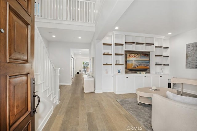 living room featuring light wood-type flooring