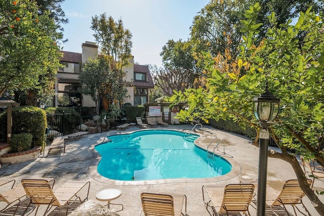 view of pool featuring a patio