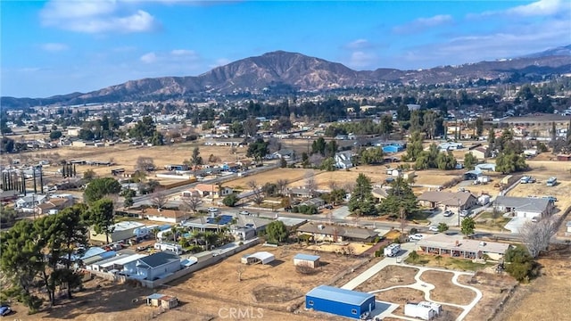 drone / aerial view featuring a mountain view