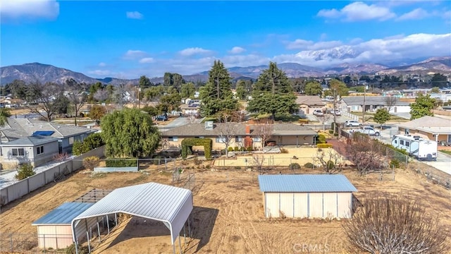 bird's eye view with a mountain view