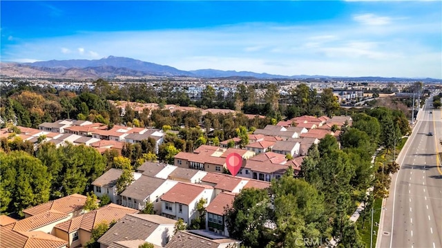 bird's eye view featuring a mountain view and a residential view