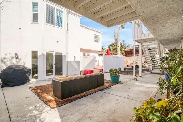 view of patio featuring area for grilling and an outdoor living space